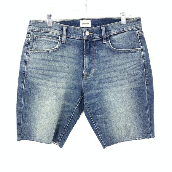 Hudson Rex Raw Edge Jean Shorts Mens Size 32 Medium Wash Stretch Denim - Picture 1 of 7